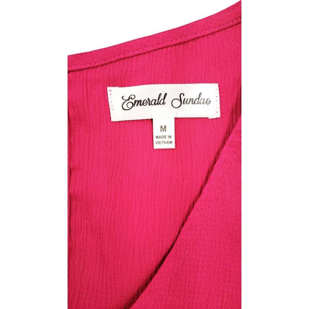 Emerald Sundae Pink Long Sleeve Mini Dress With Tie Waist Women Size Medium - Picture 5 of 8